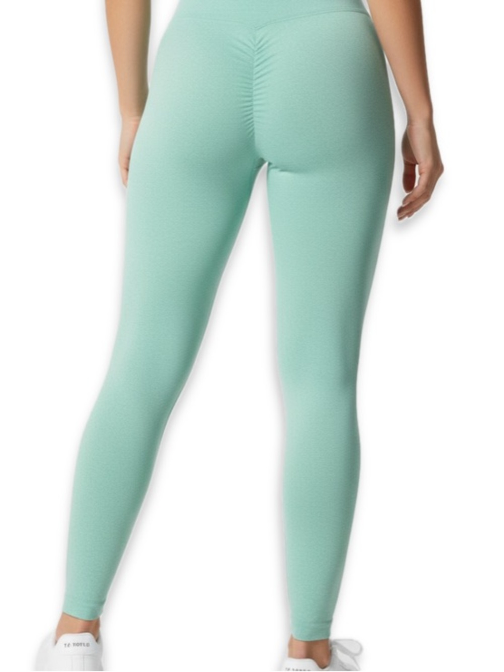YEOREO V Back Scrunch Seamless Leggings Heather Mint Green Squat Proof NEW NWOT